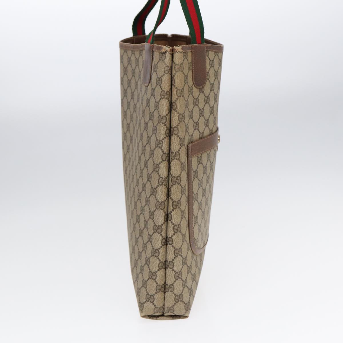 GUCCI GG Supreme Web Sherry Line Tote Bag PVC Beige 001 080 494 89539