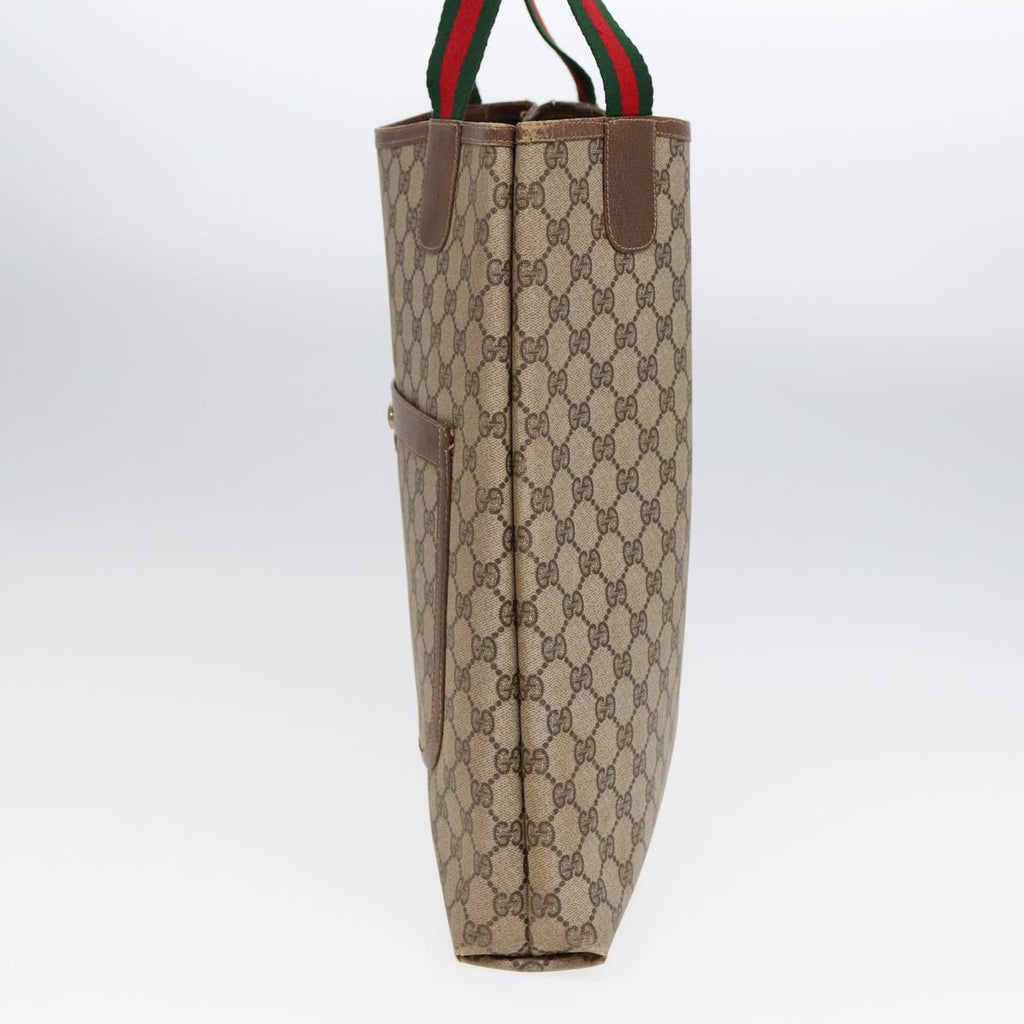 GUCCI GG Supreme Web Sherry Line Tote Bag PVC Beige 001 080 494 89539