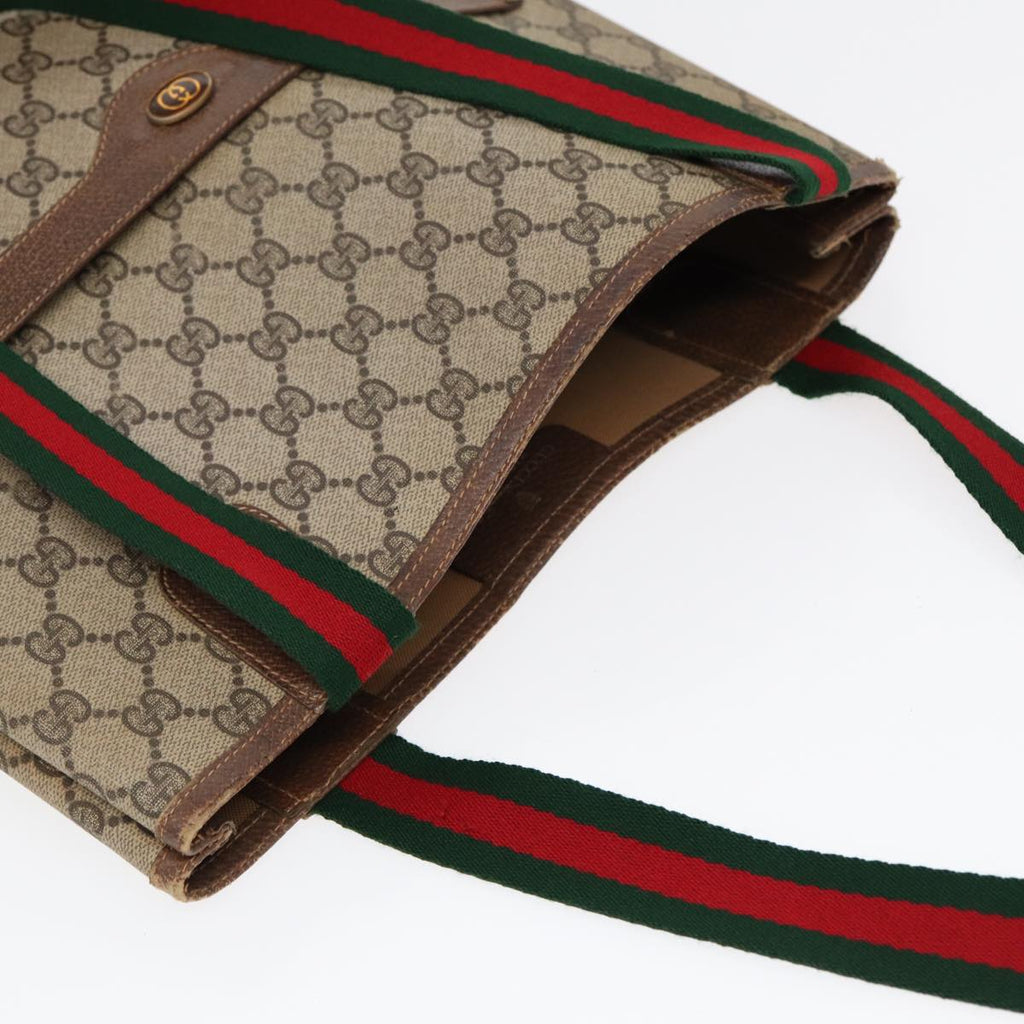 GUCCI GG Supreme Web Sherry Line Tote Bag PVC Beige 001 080 494 89539