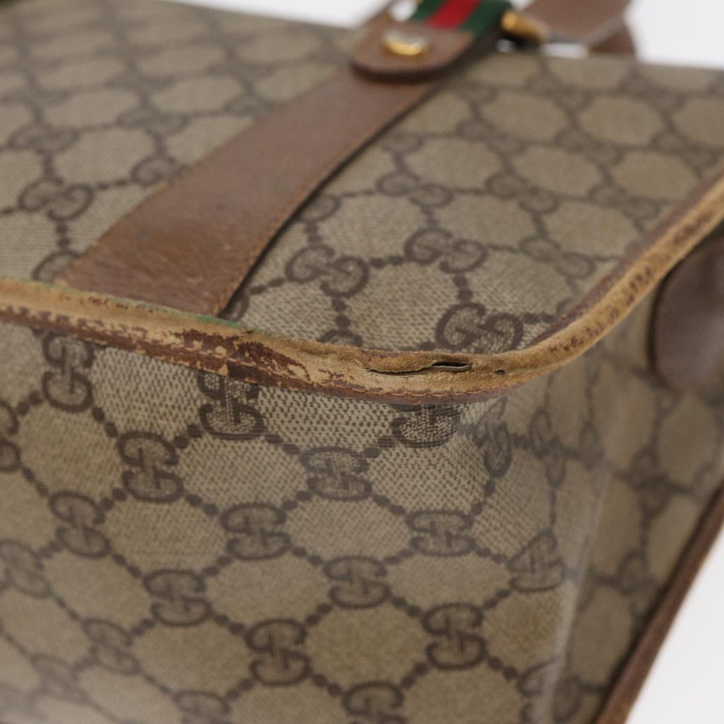 GUCCI GG Supreme Web Sherry Line Hand Bag PVC Beige Gold 41 02 039 89540