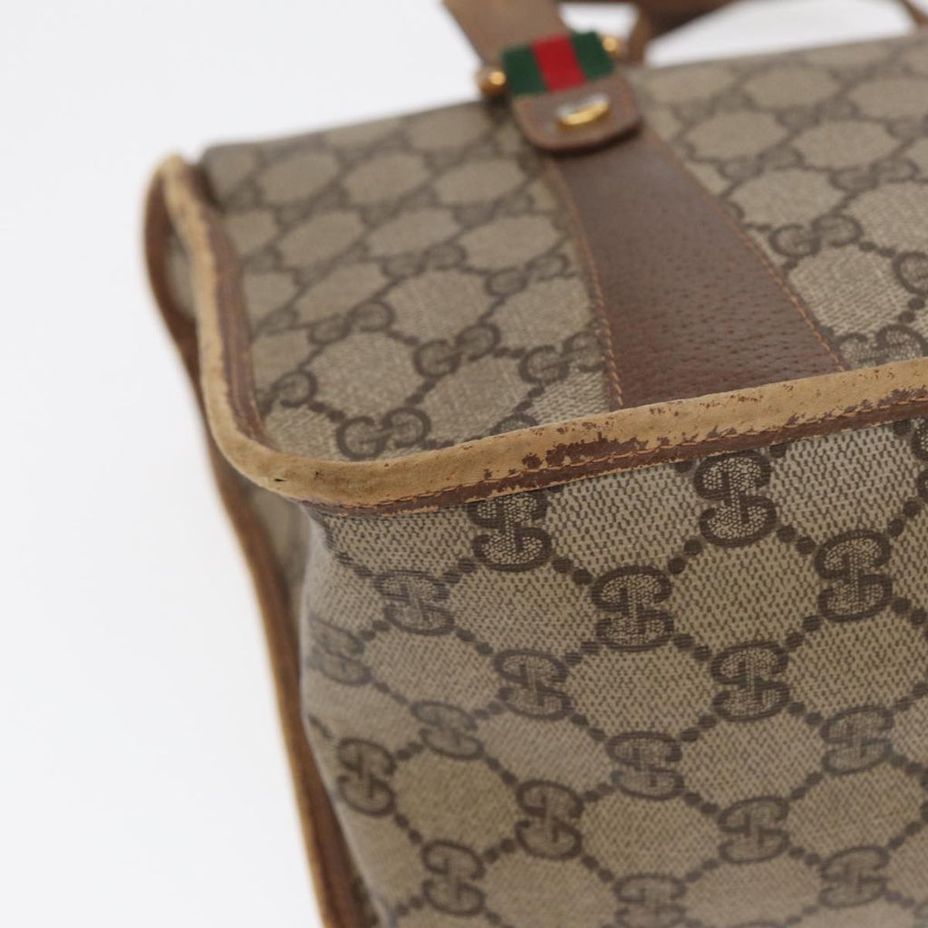 GUCCI GG Supreme Web Sherry Line Hand Bag PVC Beige Gold 41 02 039 89540