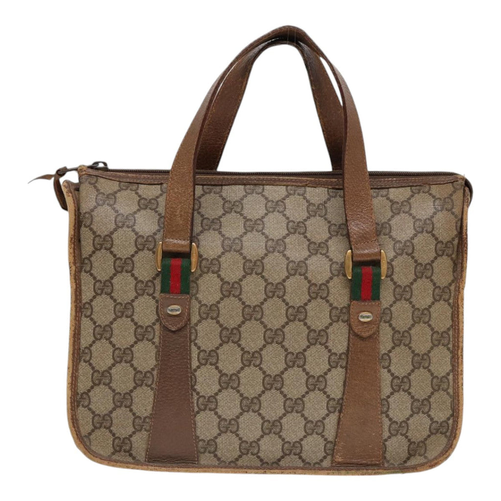 GUCCI GG Supreme Web Sherry Line Hand Bag PVC Beige Gold 41 02 039 89540