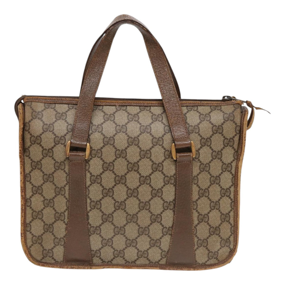 GUCCI GG Supreme Web Sherry Line Hand Bag PVC Beige Gold 41 02 039 89540