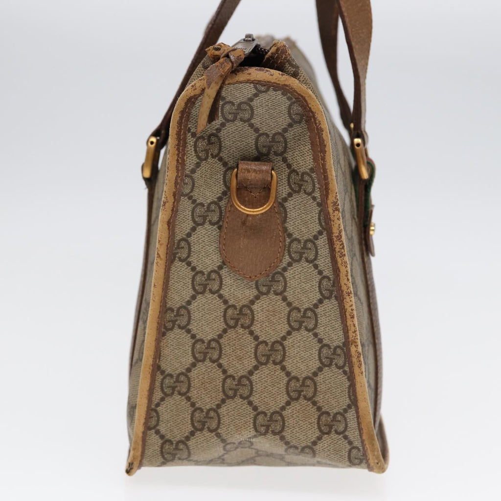 GUCCI GG Supreme Web Sherry Line Hand Bag PVC Beige Gold 41 02 039 89540