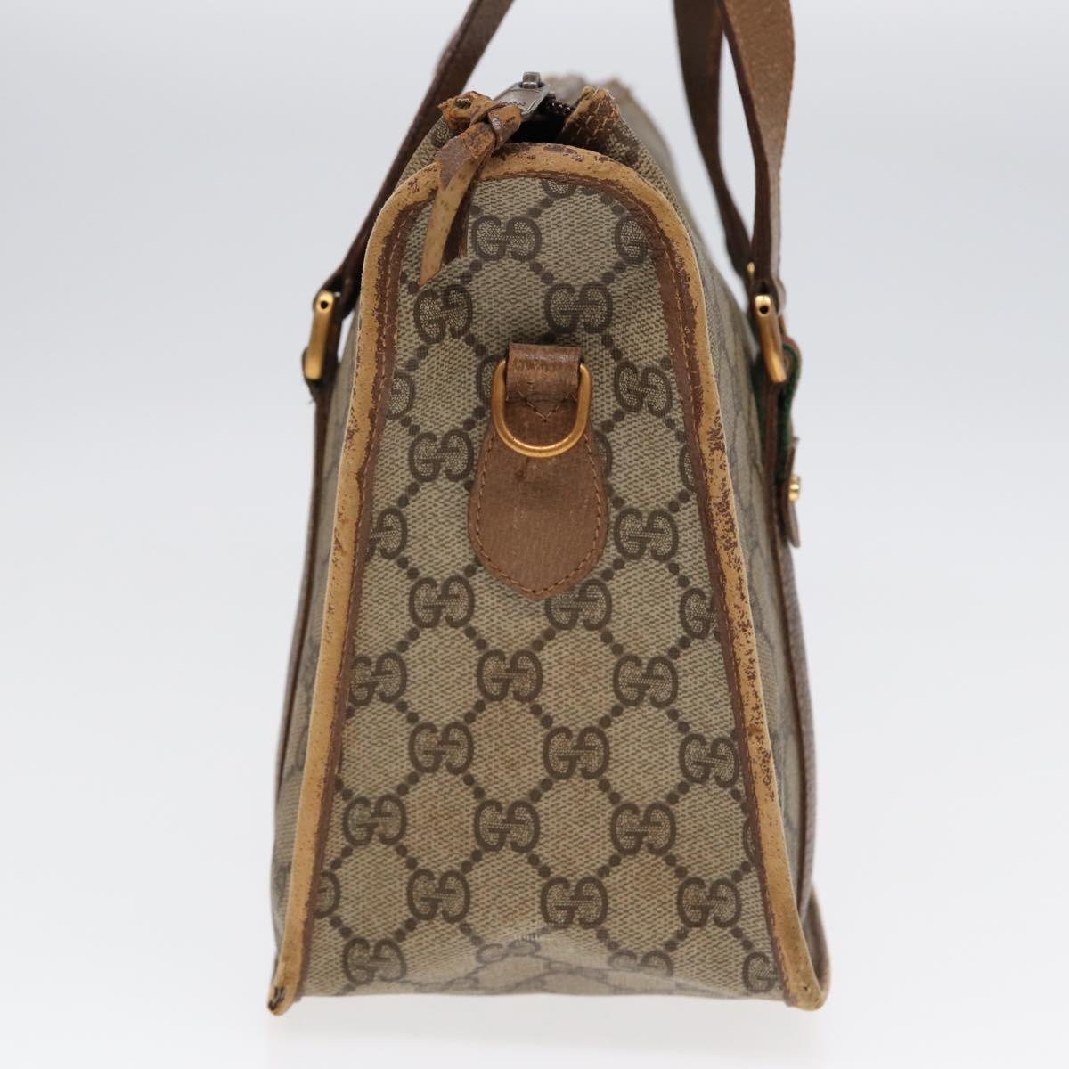 GUCCI GG Supreme Web Sherry Line Hand Bag PVC Beige Gold 41 02 039 89540