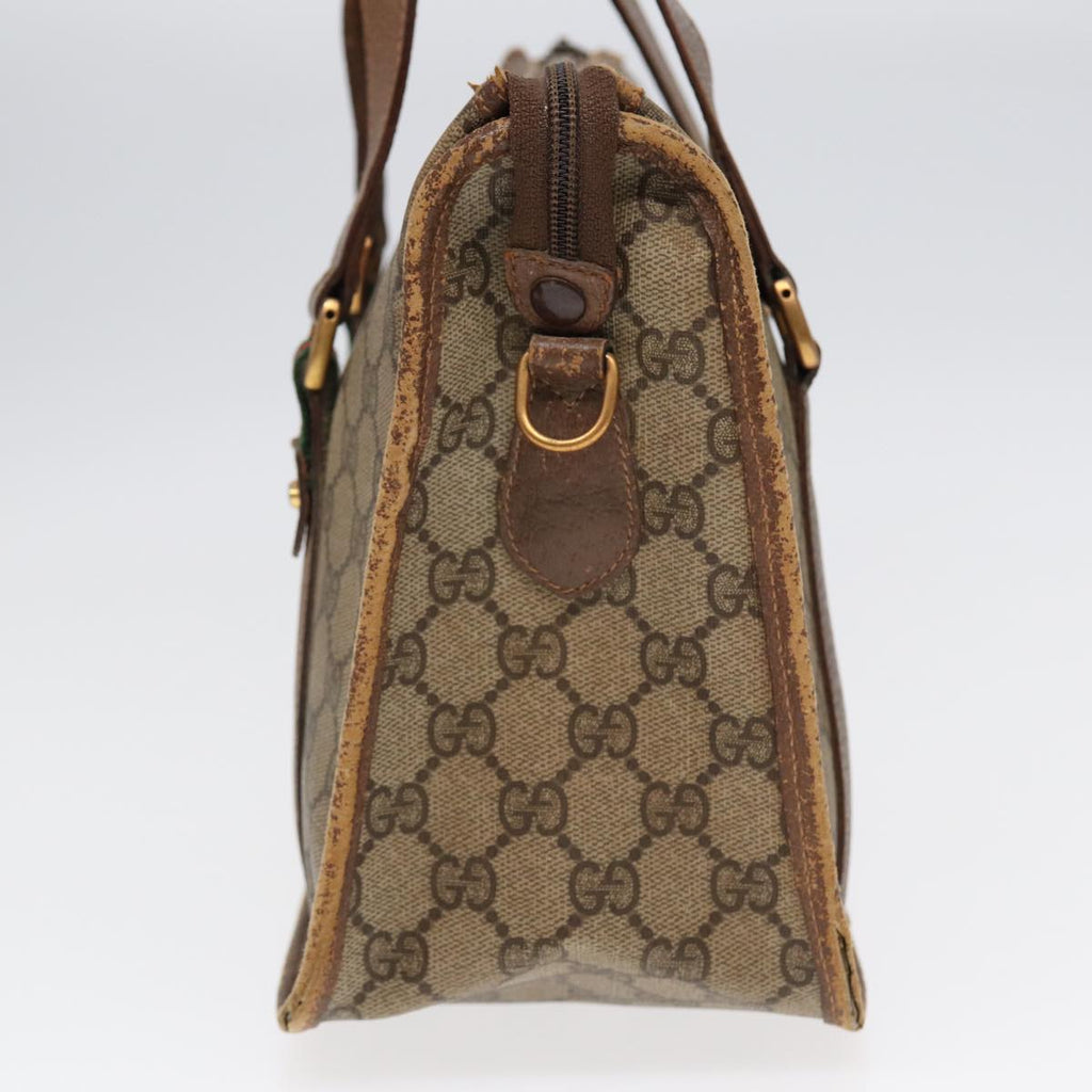 GUCCI GG Supreme Web Sherry Line Hand Bag PVC Beige Gold 41 02 039 89540