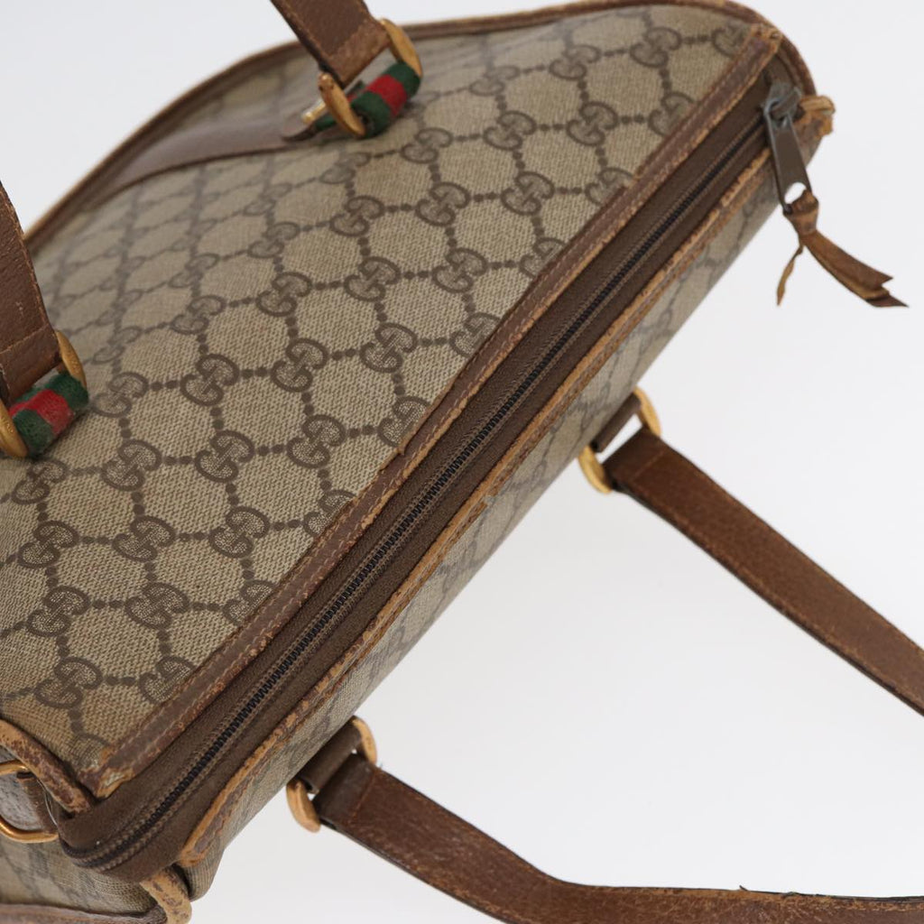 GUCCI GG Supreme Web Sherry Line Hand Bag PVC Beige Gold 41 02 039 89540