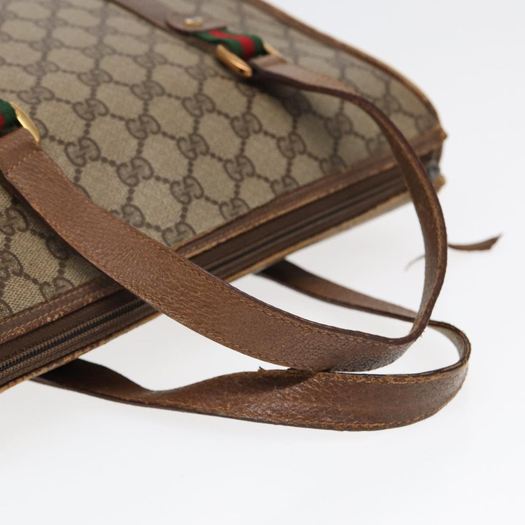 GUCCI GG Supreme Web Sherry Line Hand Bag PVC Beige Gold 41 02 039 89540