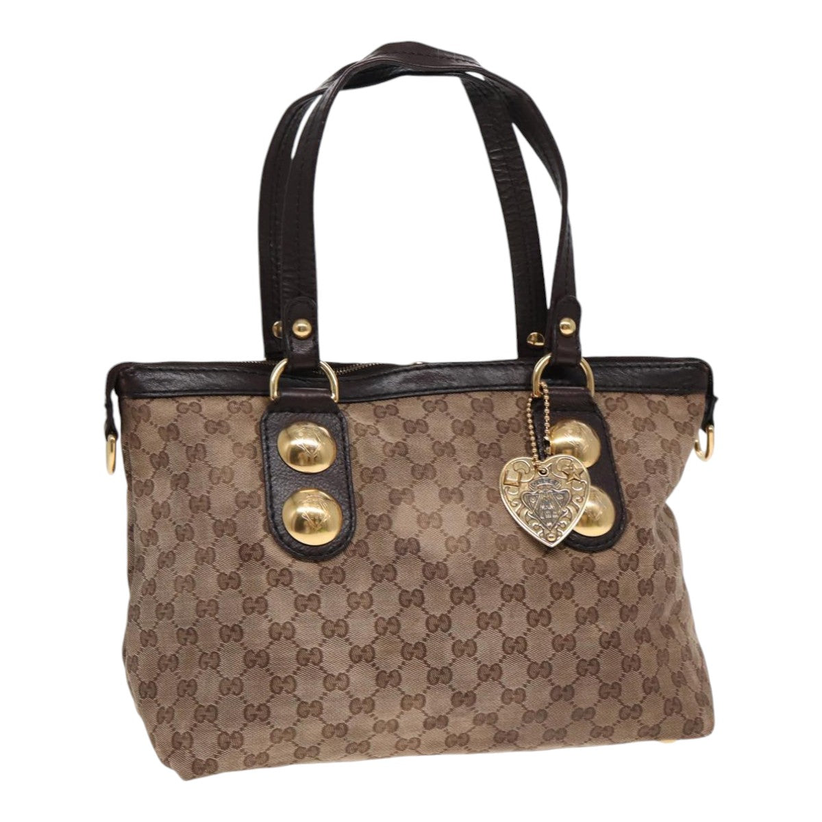 GUCCI GG Canvas Tote Bag Beige Brown gold 207285 89554