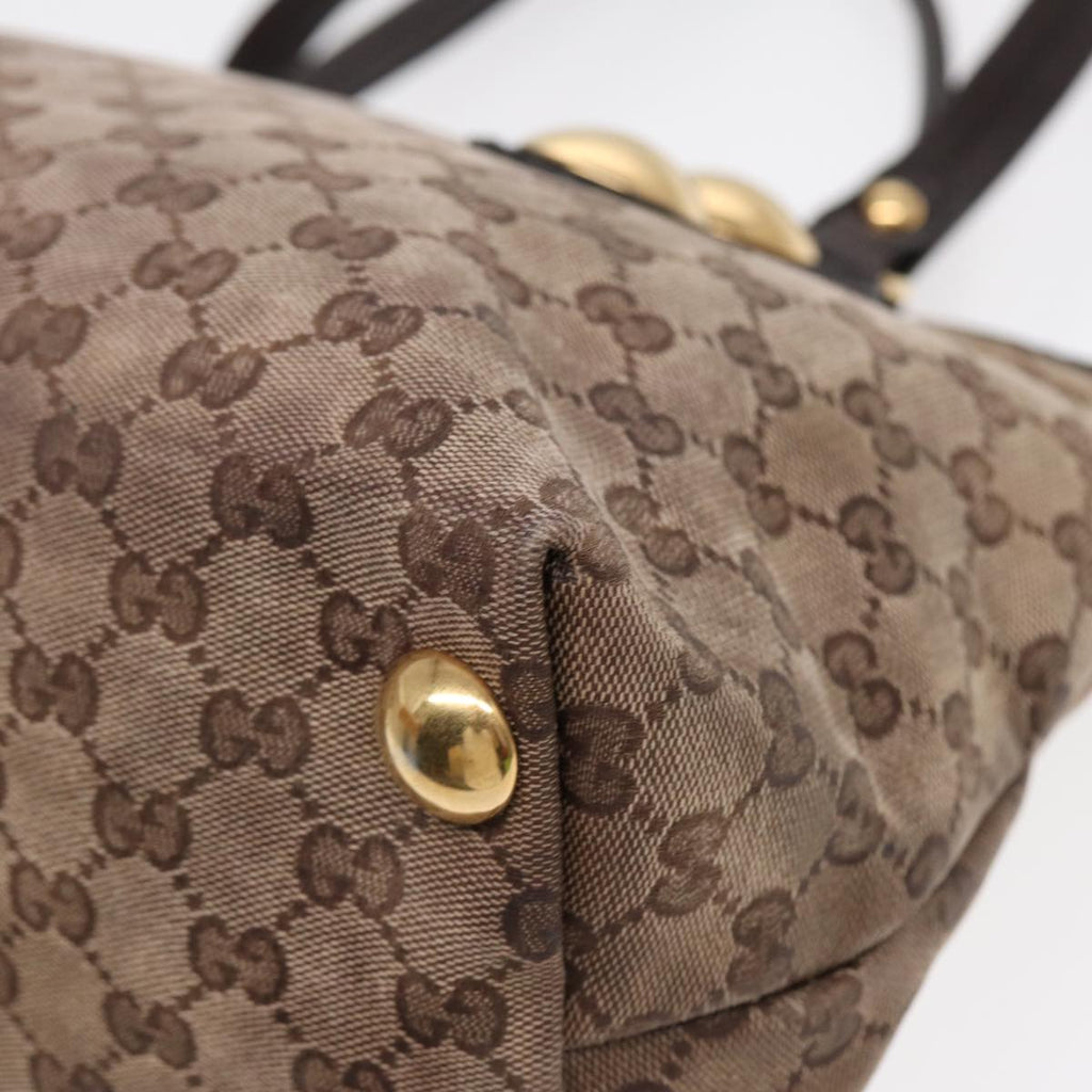 GUCCI GG Canvas Tote Bag Beige Brown gold 207285 89554