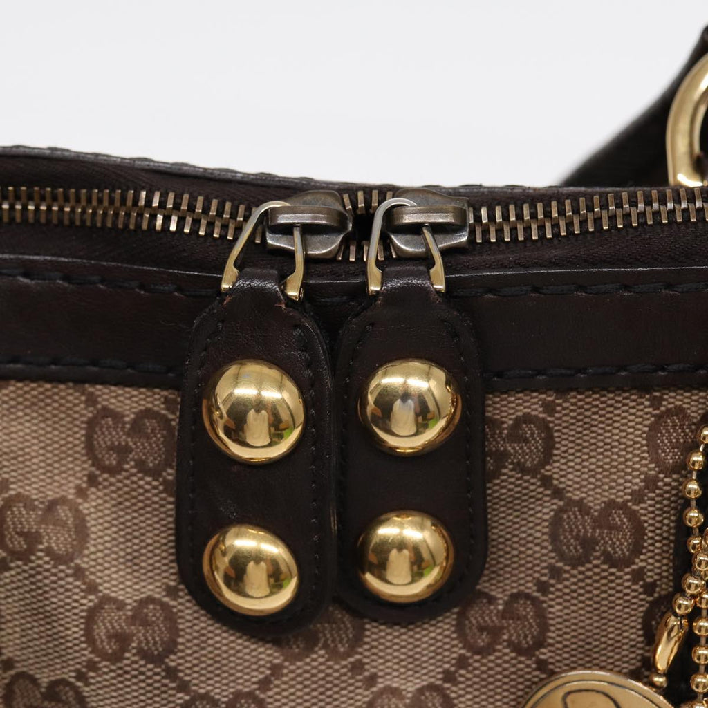 GUCCI GG Canvas Tote Bag Beige Brown gold 207285 89554