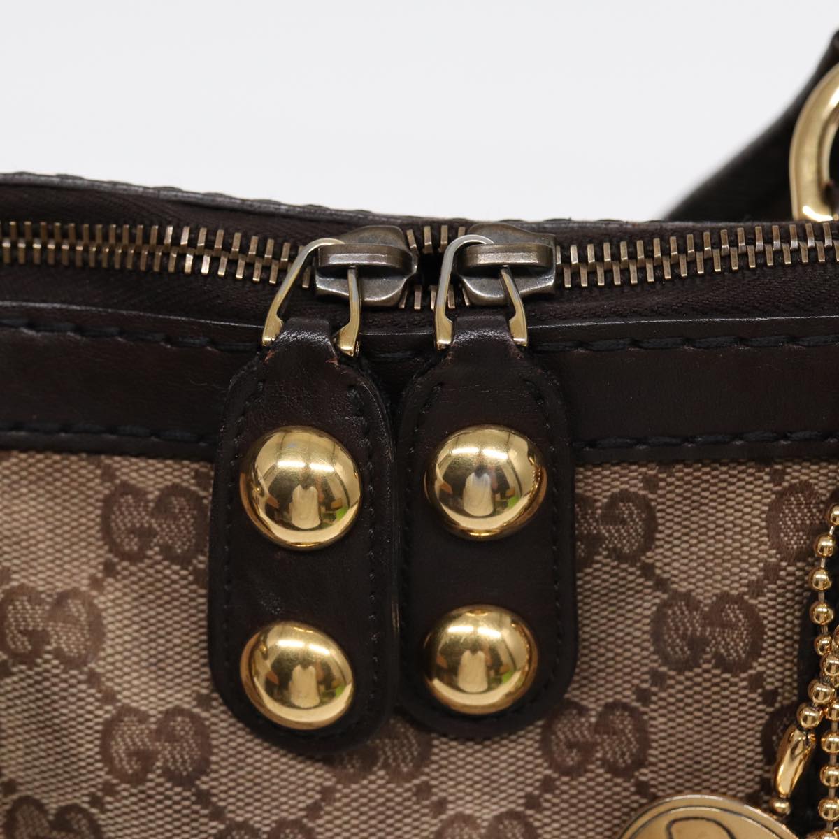 GUCCI GG Canvas Tote Bag Beige Brown gold 207285 89554
