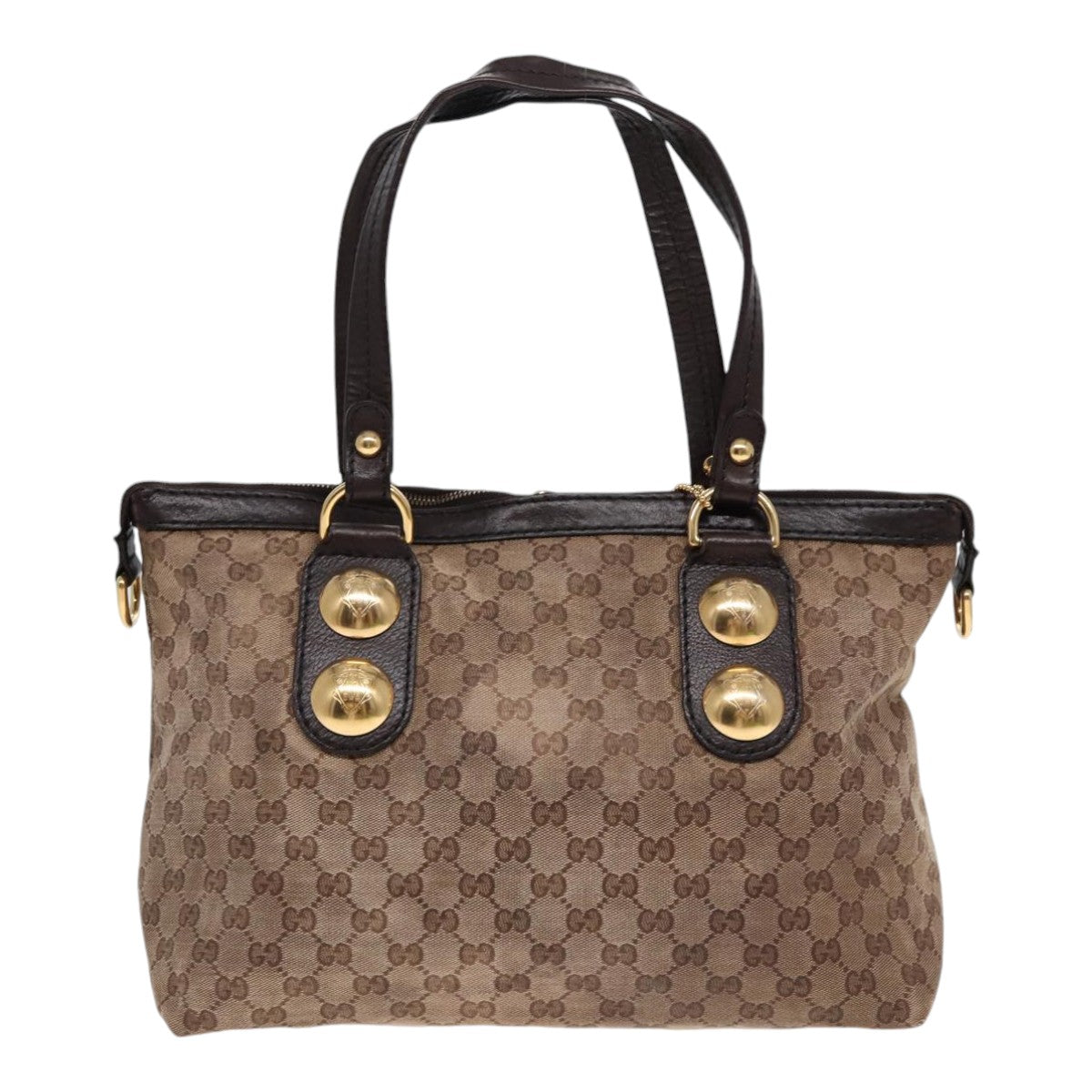 GUCCI GG Canvas Tote Bag Beige Brown gold 207285 89554