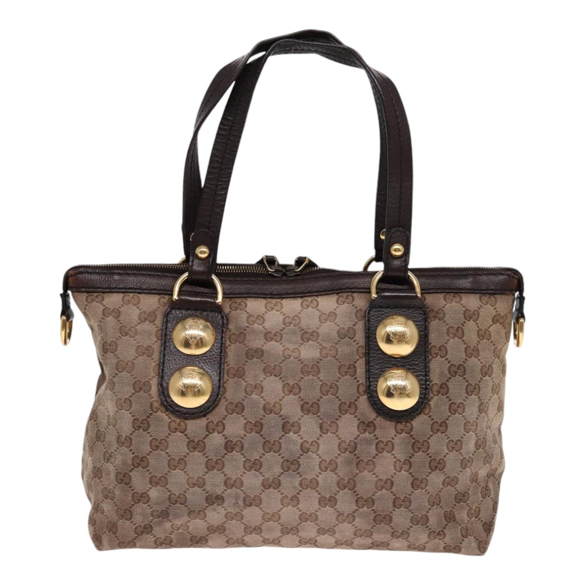 GUCCI GG Canvas Tote Bag Beige Brown gold 207285 89554