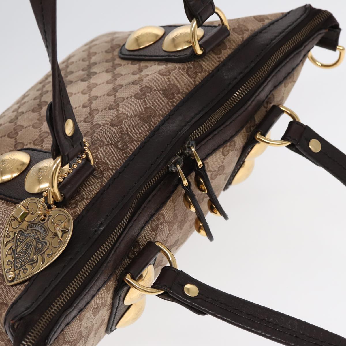 GUCCI GG Canvas Tote Bag Beige Brown gold 207285 89554