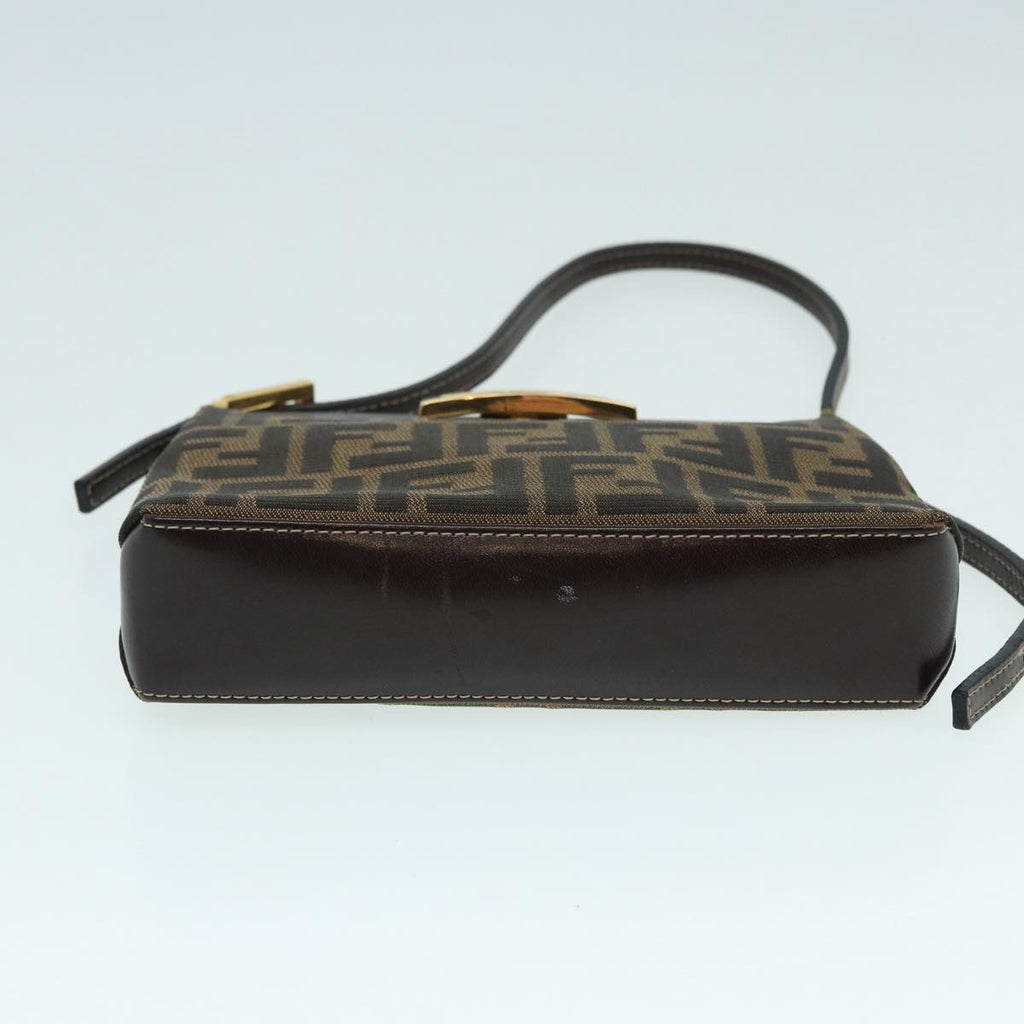 FENDI Zucca Canvas Mamma Baguette Shoulder Bag Gold Black Brown 89560