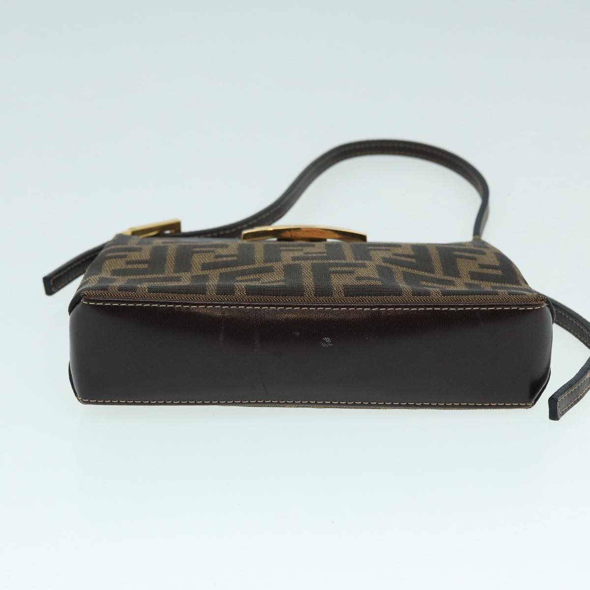 FENDI Zucca Canvas Mamma Baguette Shoulder Bag Gold Black Brown 89560