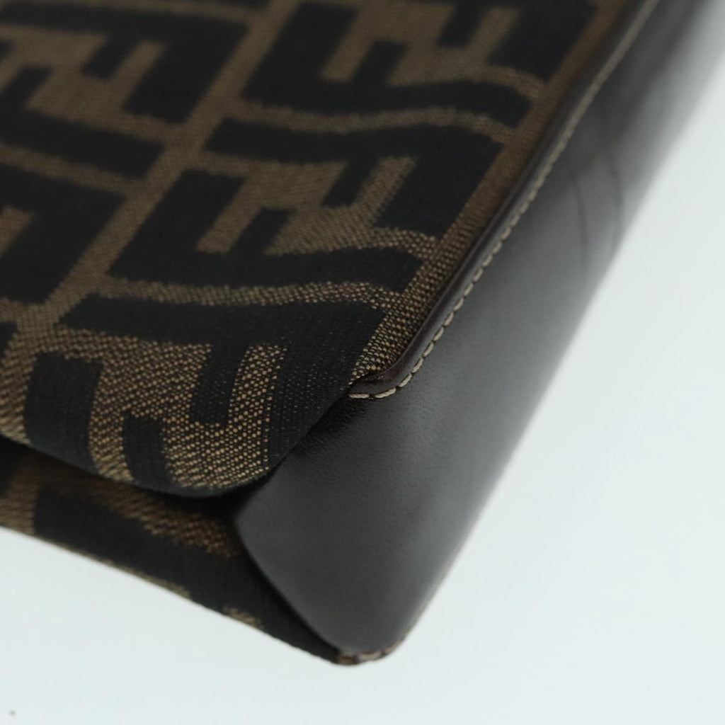 FENDI Zucca Canvas Mamma Baguette Shoulder Bag Gold Black Brown 89560