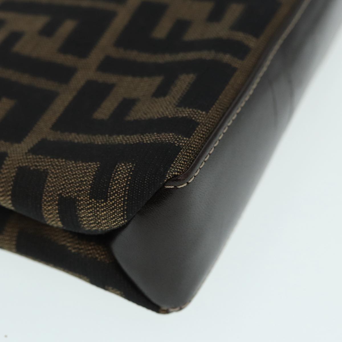 FENDI Zucca Canvas Mamma Baguette Shoulder Bag Gold Black Brown 89560