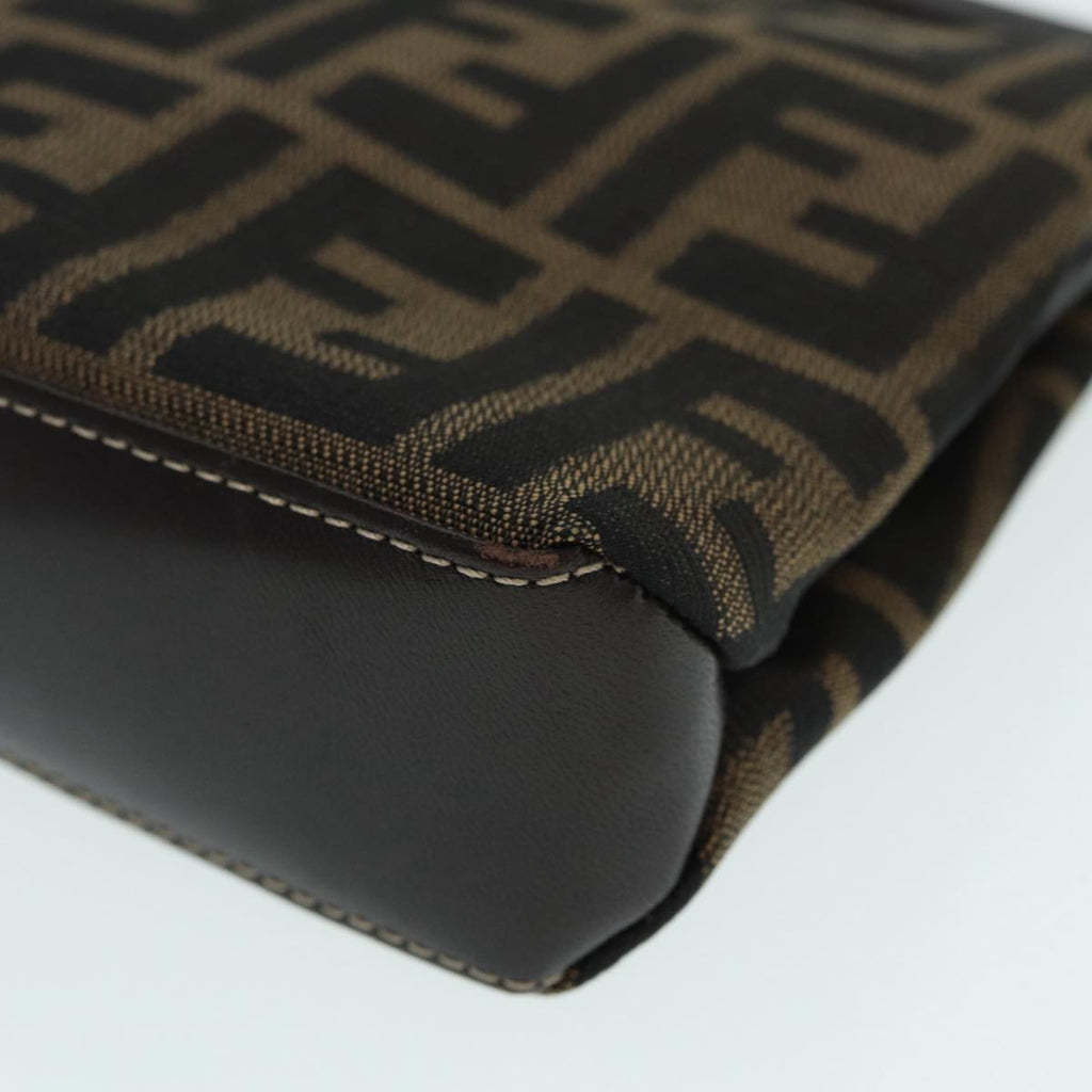 FENDI Zucca Canvas Mamma Baguette Shoulder Bag Gold Black Brown 89560