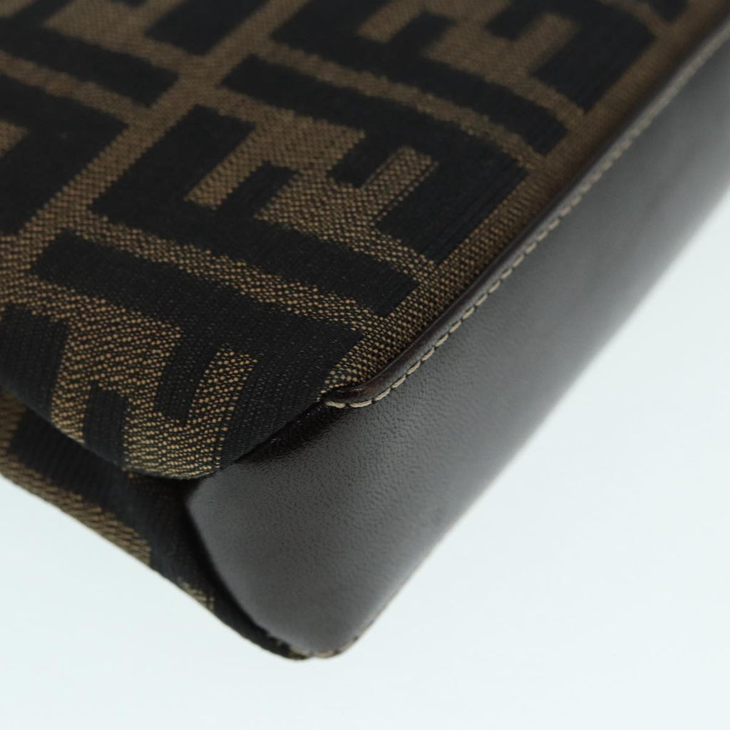 FENDI Zucca Canvas Mamma Baguette Shoulder Bag Gold Black Brown 89560