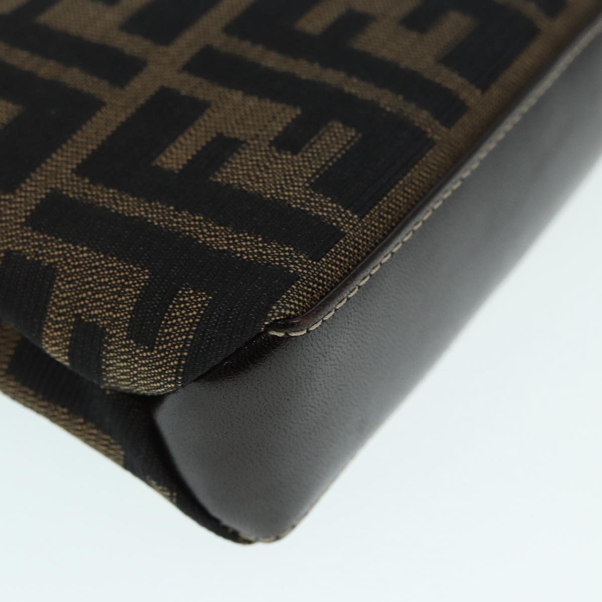 FENDI Zucca Canvas Mamma Baguette Shoulder Bag Gold Black Brown 89560