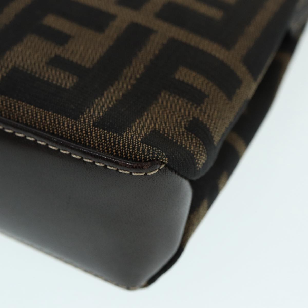 FENDI Zucca Canvas Mamma Baguette Shoulder Bag Gold Black Brown 89560