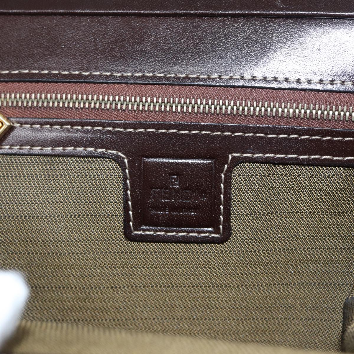 FENDI Zucca Canvas Mamma Baguette Shoulder Bag Gold Black Brown 89560