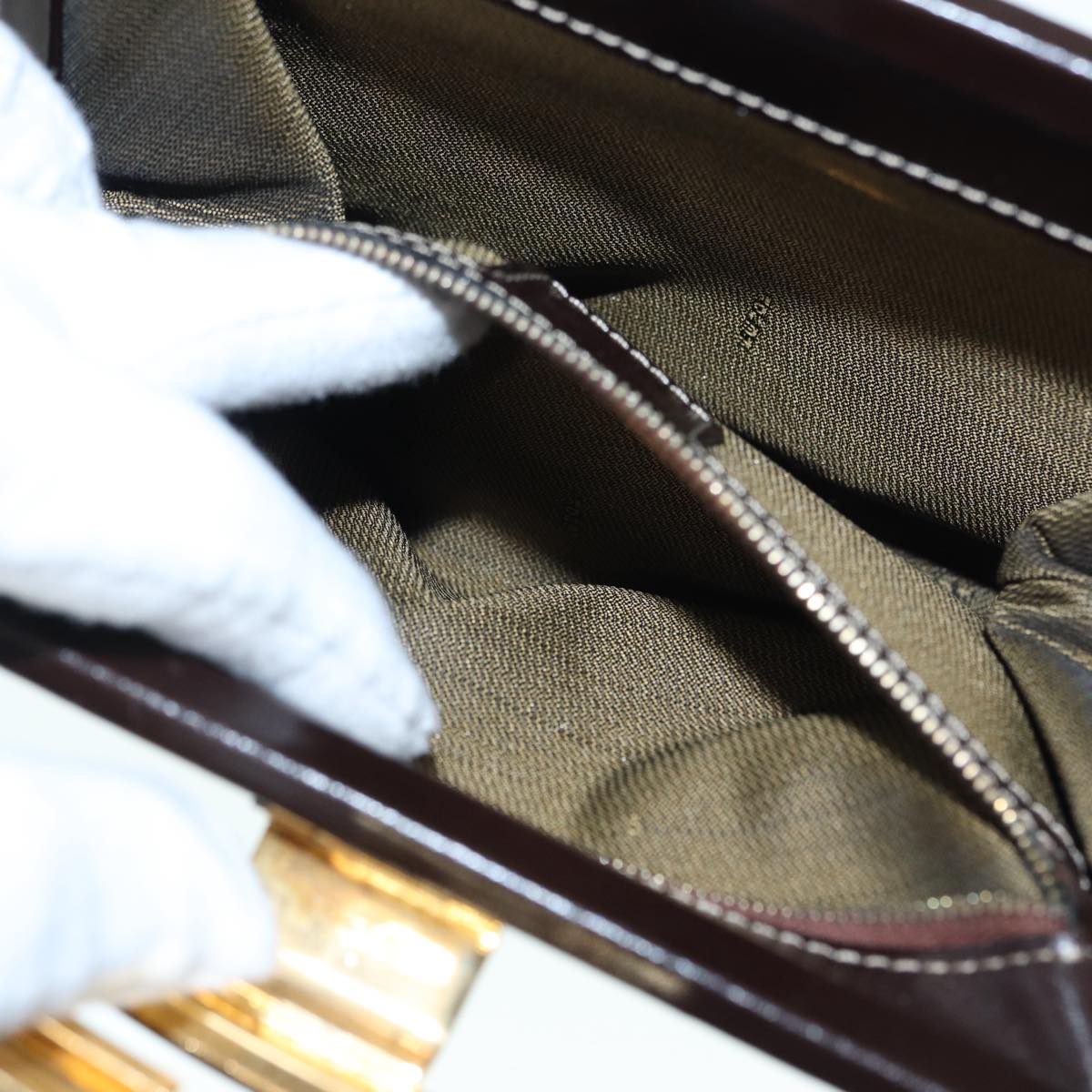 FENDI Zucca Canvas Mamma Baguette Shoulder Bag Gold Black Brown 89560