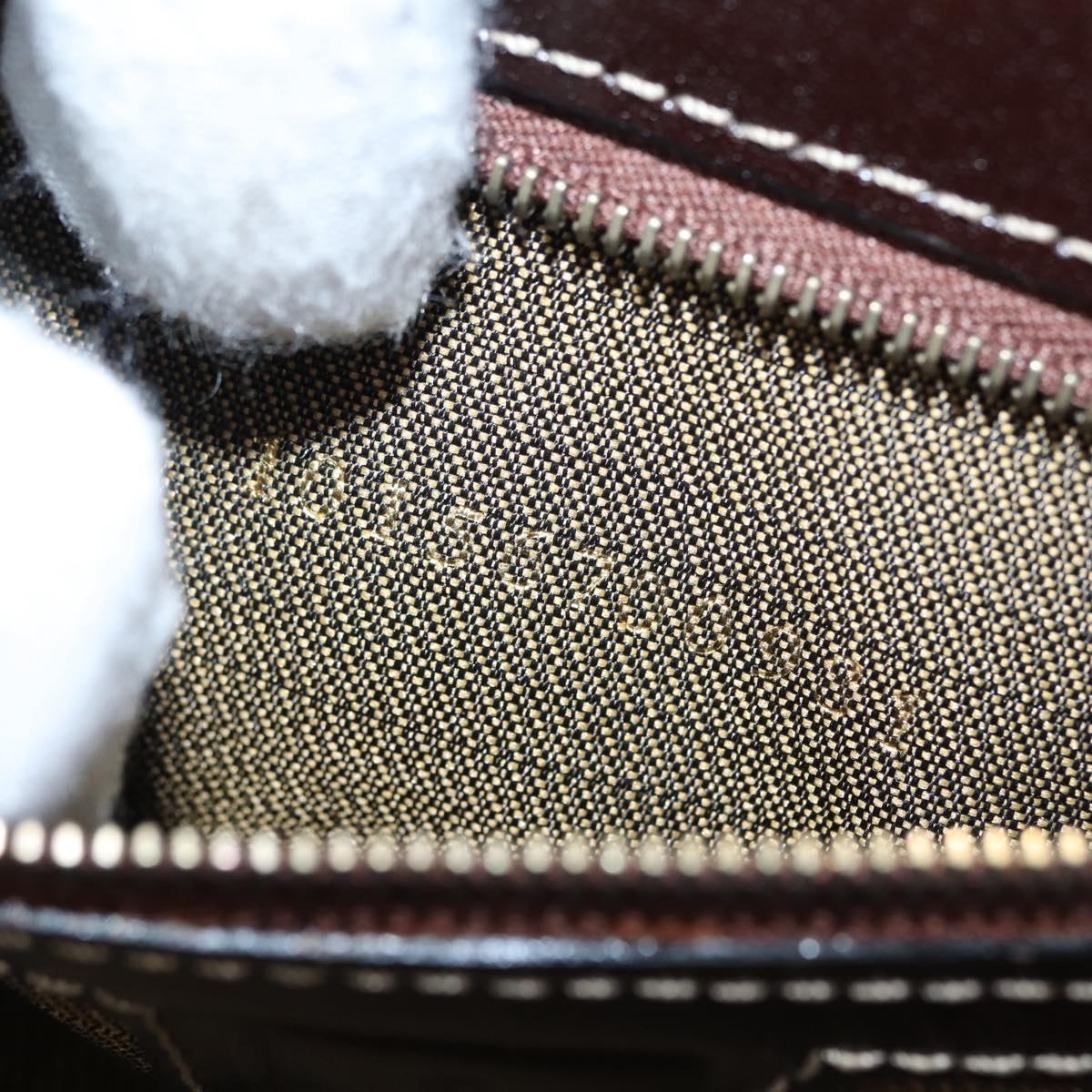 FENDI Zucca Canvas Mamma Baguette Shoulder Bag Gold Black Brown 89560