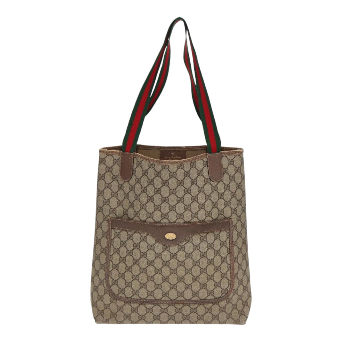 GUCCI GG Supreme Web Sherry Line Tote Bag PVC Beige Red 39 02 003 89562