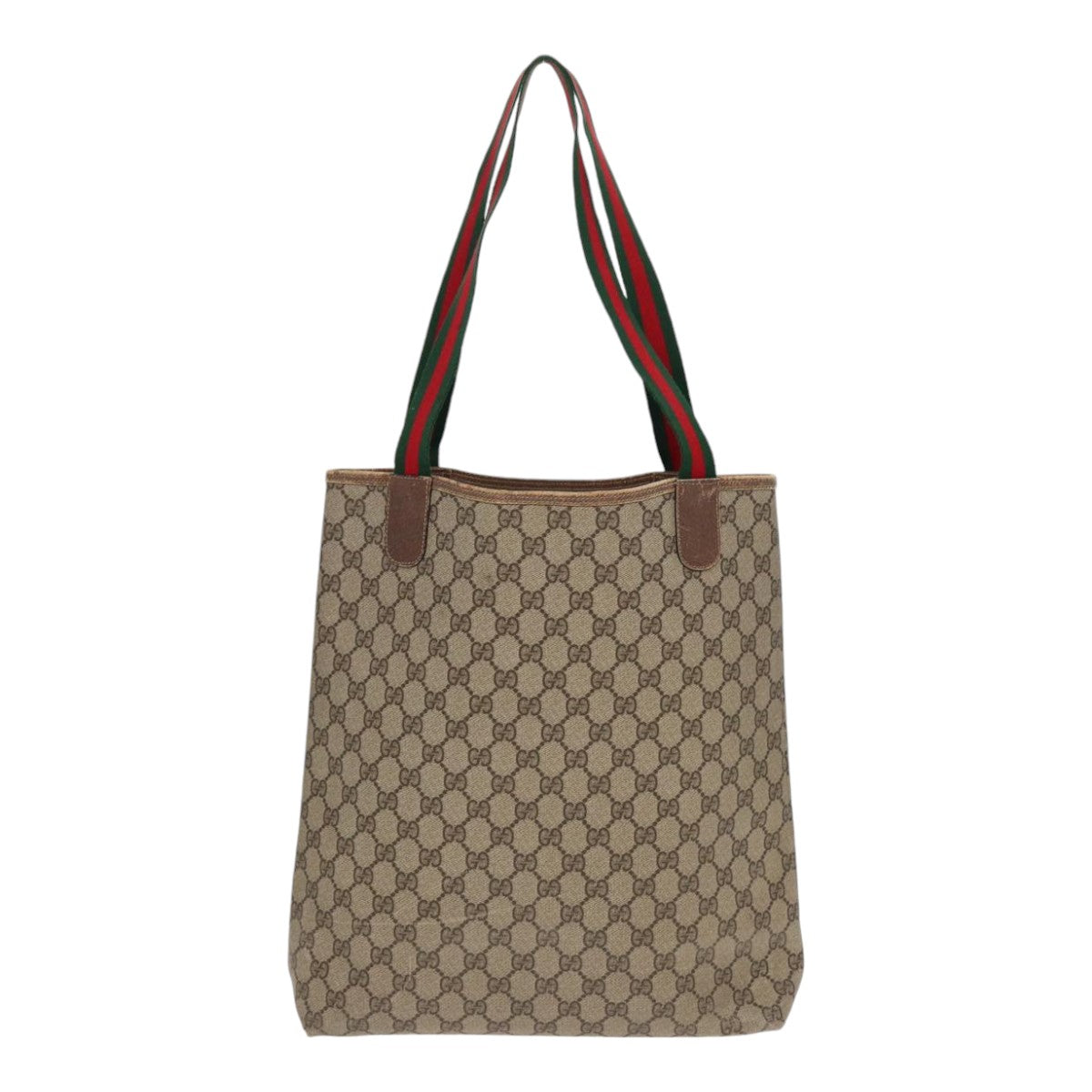 GUCCI GG Supreme Web Sherry Line Tote Bag PVC Beige Red 39 02 003 89562