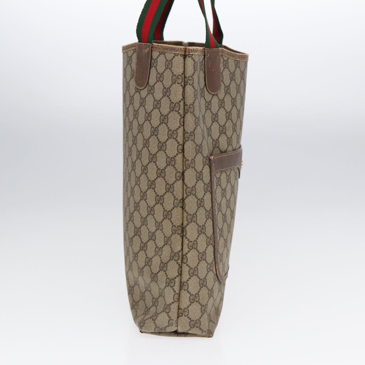 GUCCI GG Supreme Web Sherry Line Tote Bag PVC Beige Red 39 02 003 89562