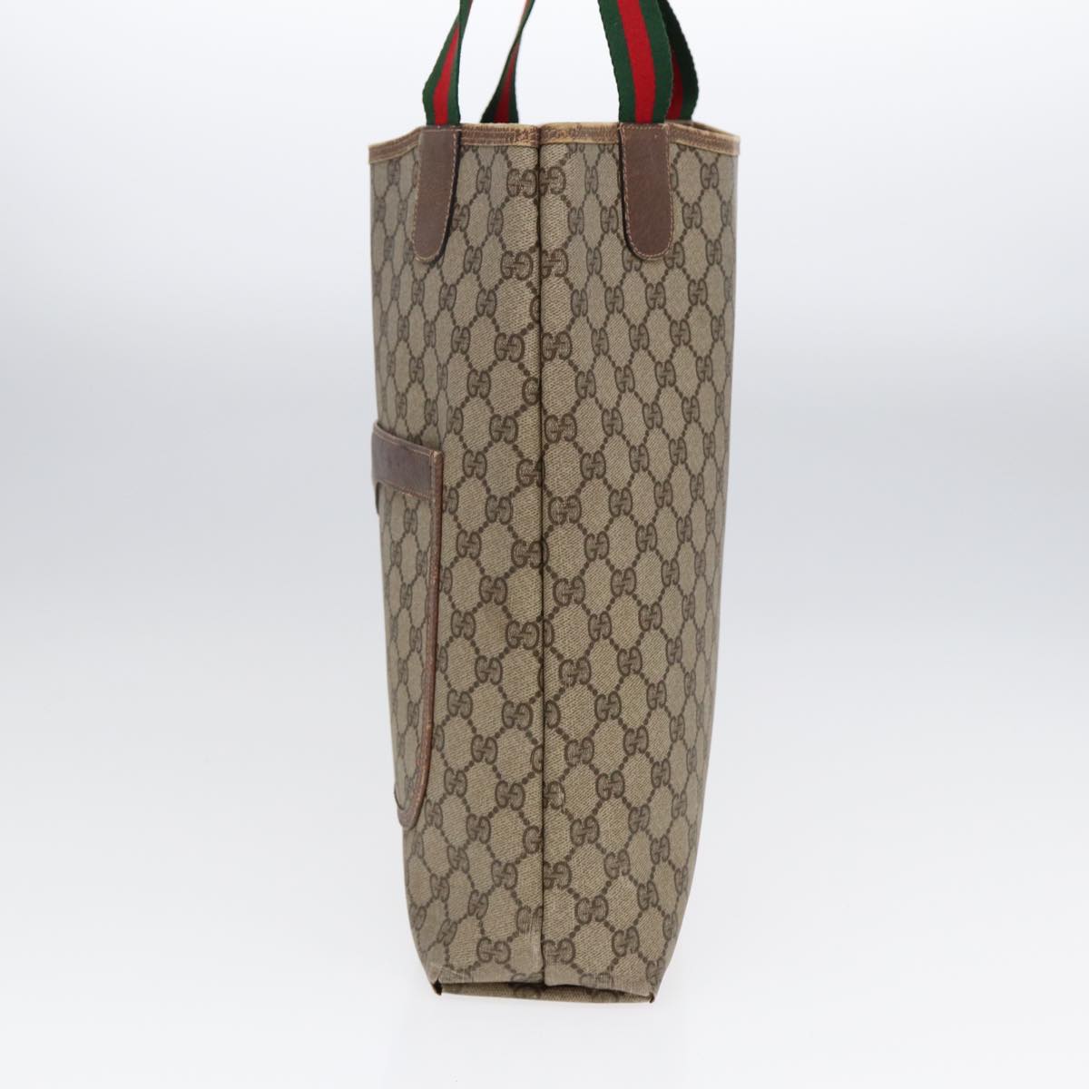 GUCCI GG Supreme Web Sherry Line Tote Bag PVC Beige Red 39 02 003 89562