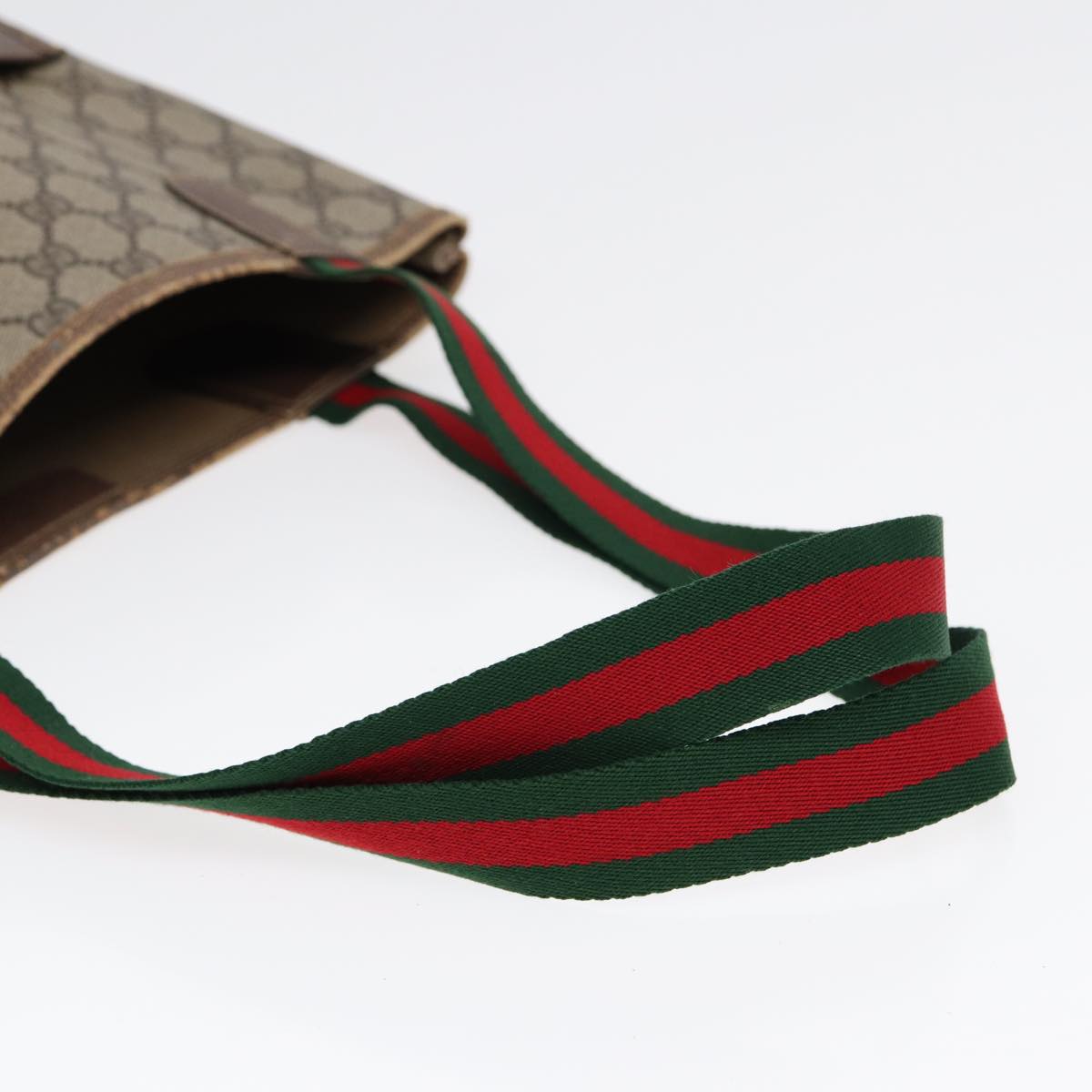 GUCCI GG Supreme Web Sherry Line Tote Bag PVC Beige Red 39 02 003 89562