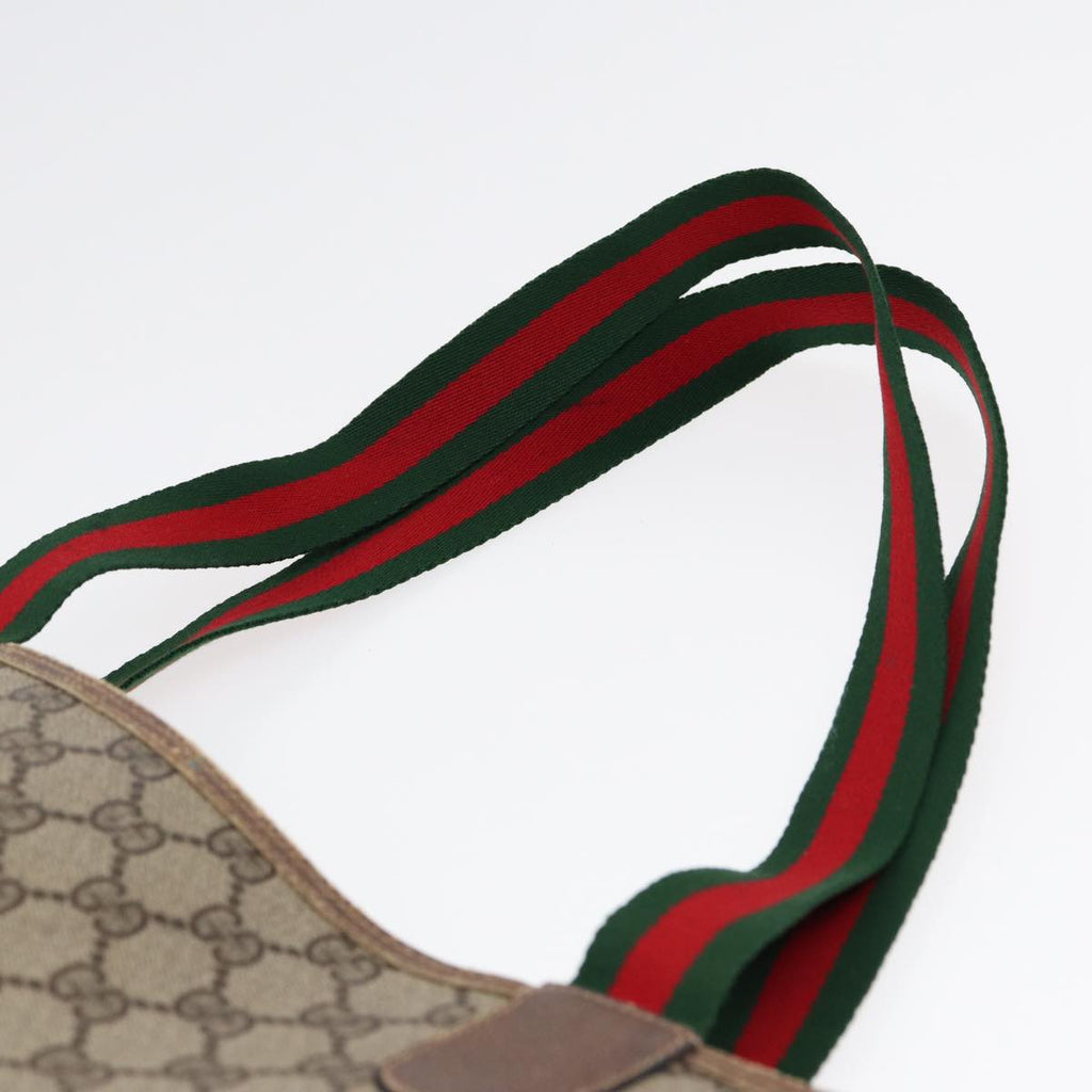 GUCCI GG Supreme Web Sherry Line Tote Bag PVC Beige Red 39 02 003 89562