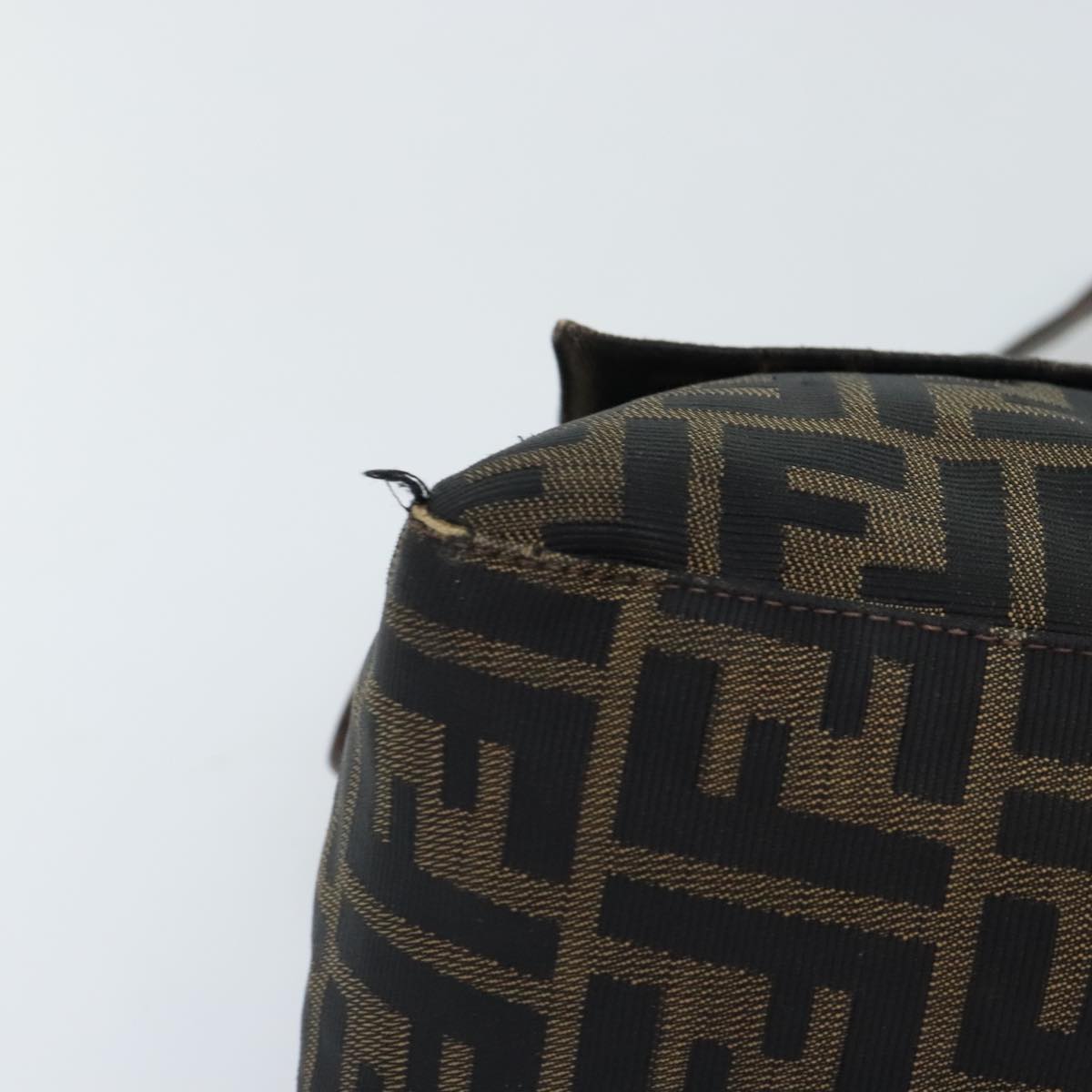 FENDI Zucca Canvas Mamma Baguette Shoulder Bag Brown Black gold 89599
