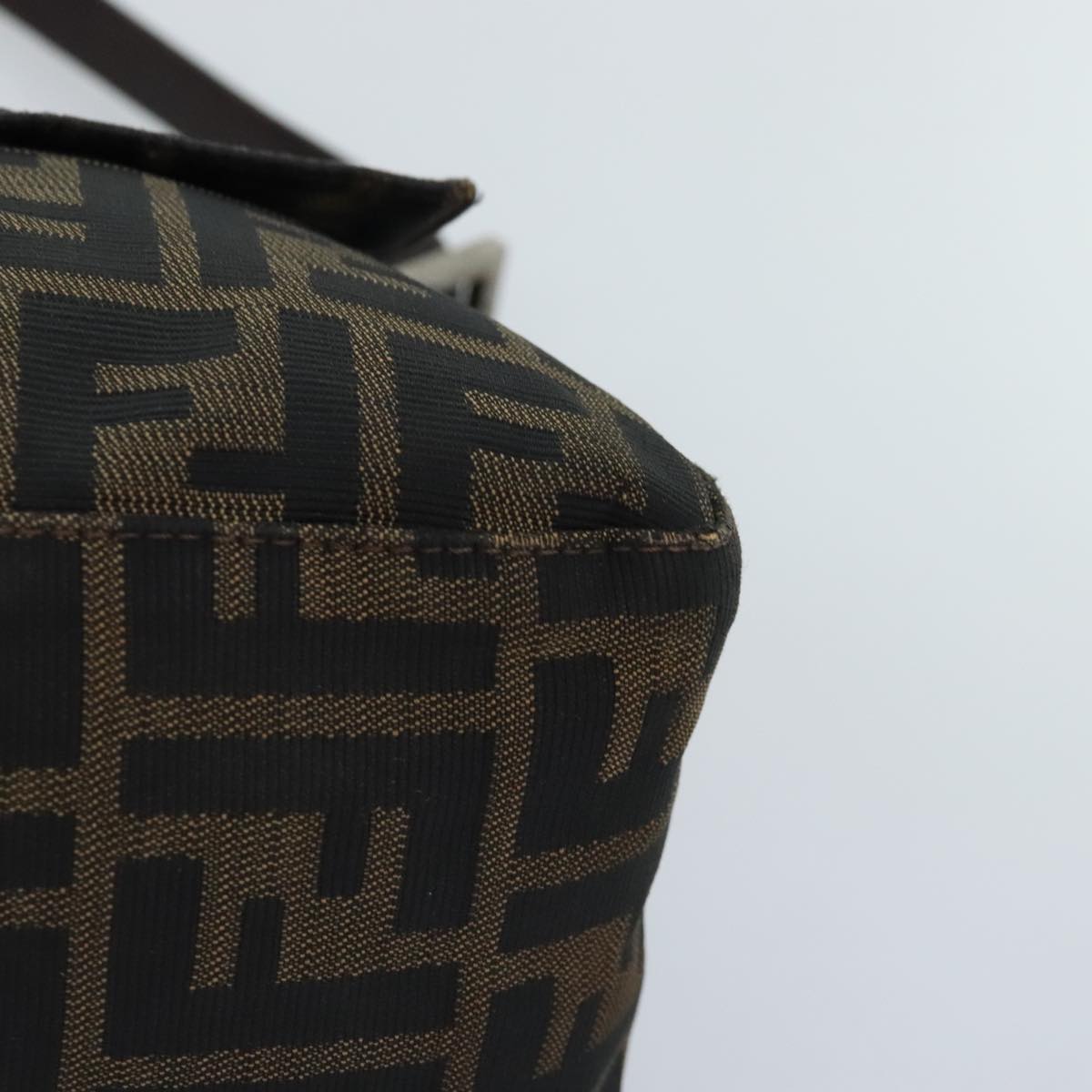 FENDI Zucca Canvas Mamma Baguette Shoulder Bag Brown Black gold 89599