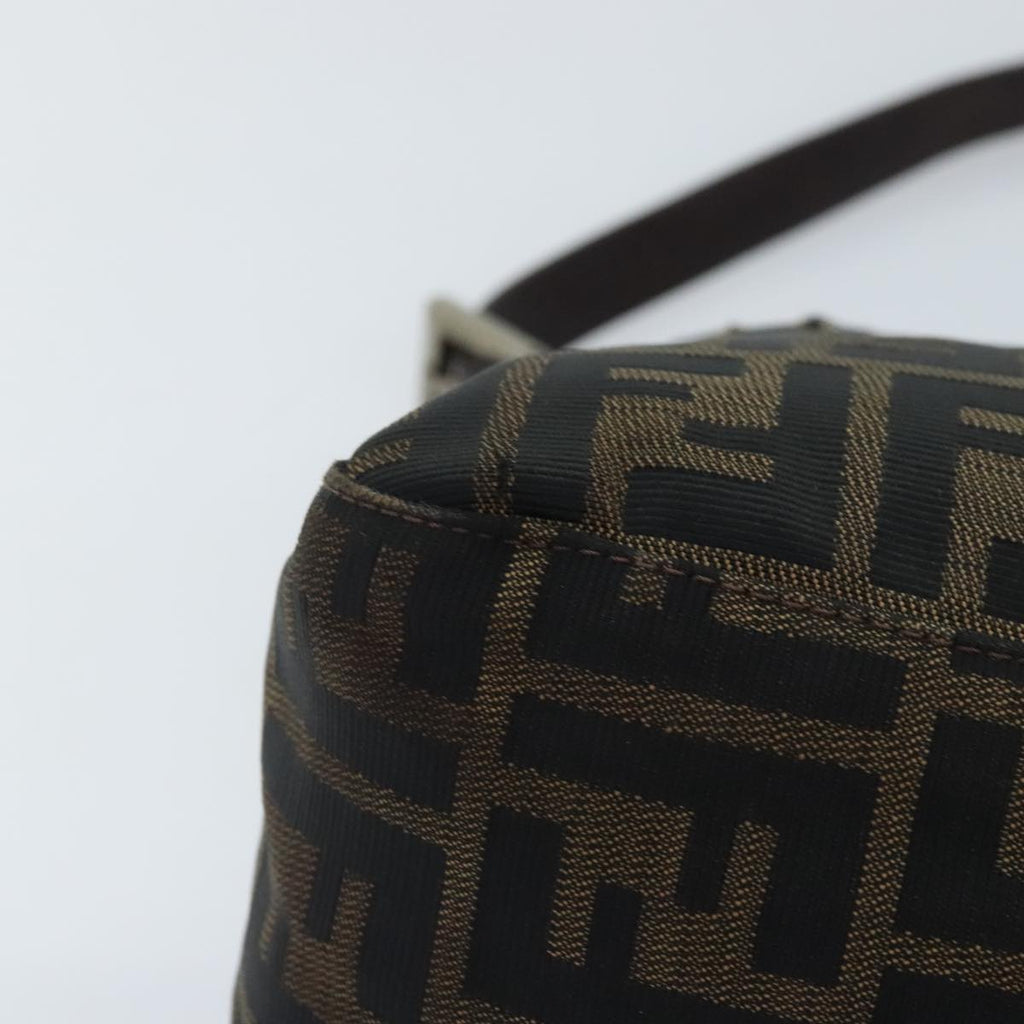 FENDI Zucca Canvas Mamma Baguette Shoulder Bag Brown Black gold 89599