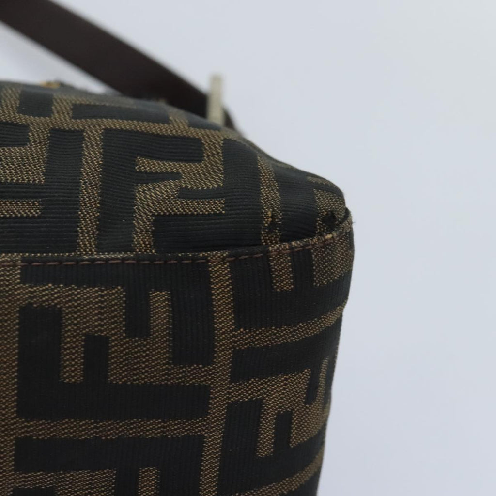 FENDI Zucca Canvas Mamma Baguette Shoulder Bag Brown Black gold 89599