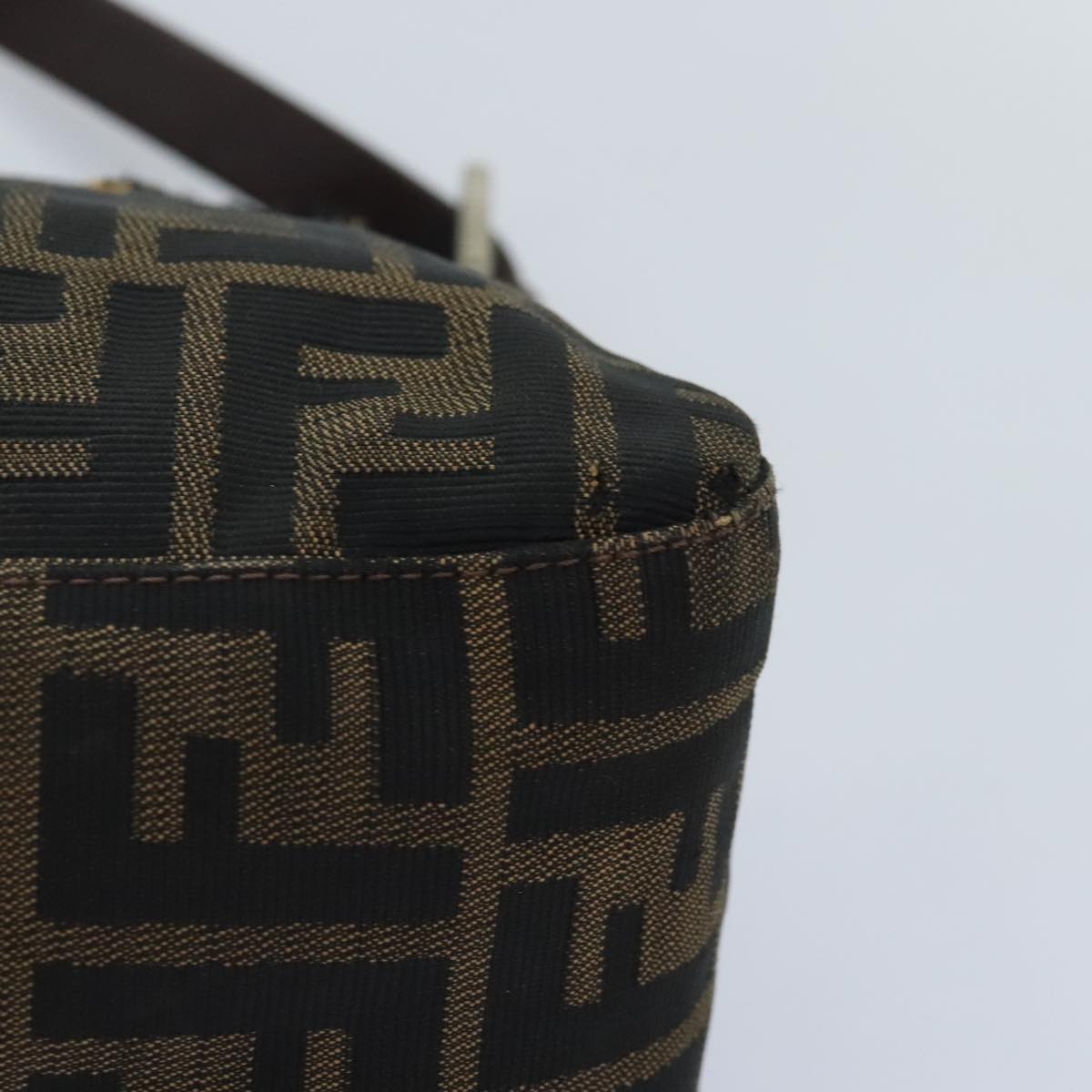 FENDI Zucca Canvas Mamma Baguette Shoulder Bag Brown Black gold 89599