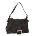 FENDI Zucca Canvas Mamma Baguette Shoulder Bag Brown Black gold 89599