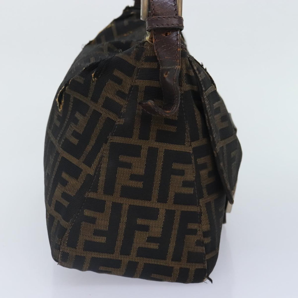 FENDI Zucca Canvas Mamma Baguette Shoulder Bag Brown Black gold 89599