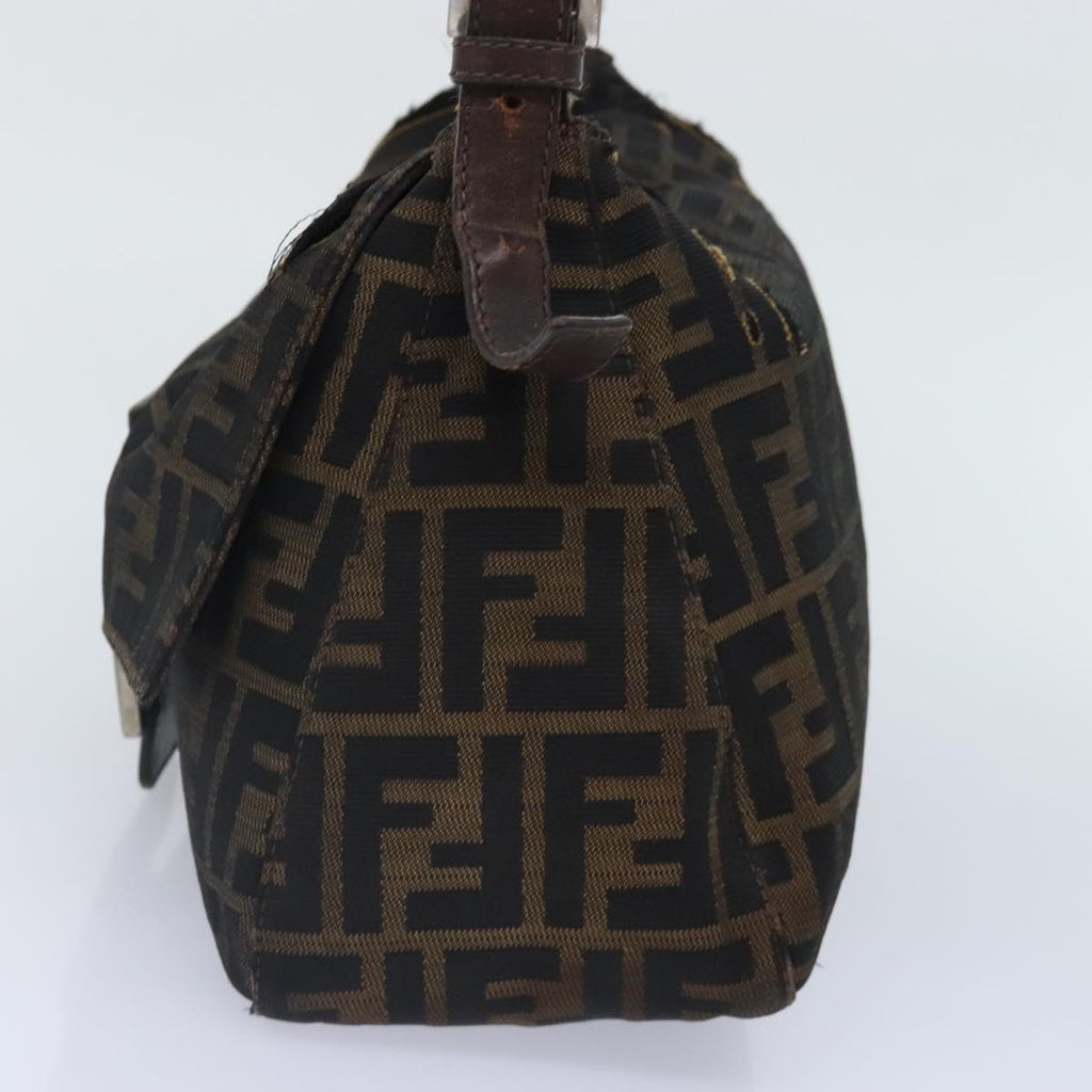FENDI Zucca Canvas Mamma Baguette Shoulder Bag Brown Black gold 89599