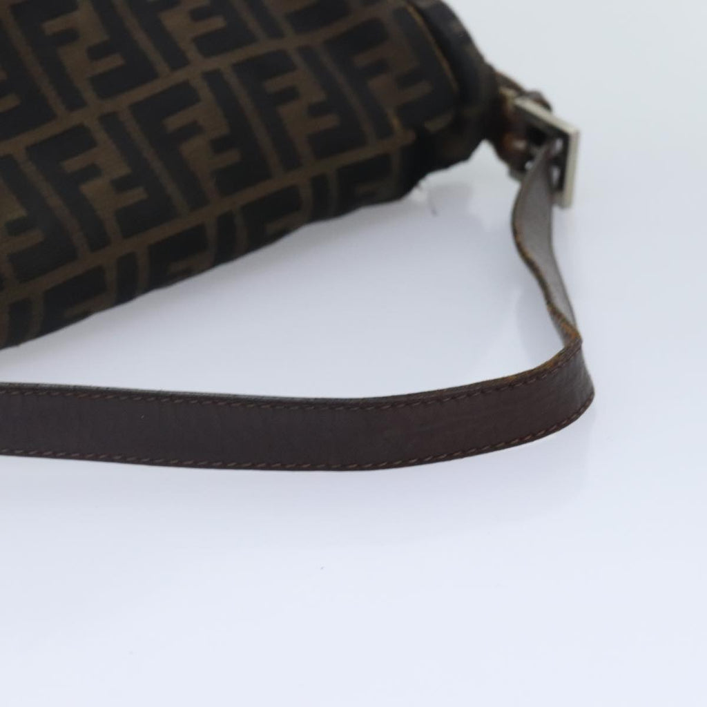 FENDI Zucca Canvas Mamma Baguette Shoulder Bag Brown Black gold 89599