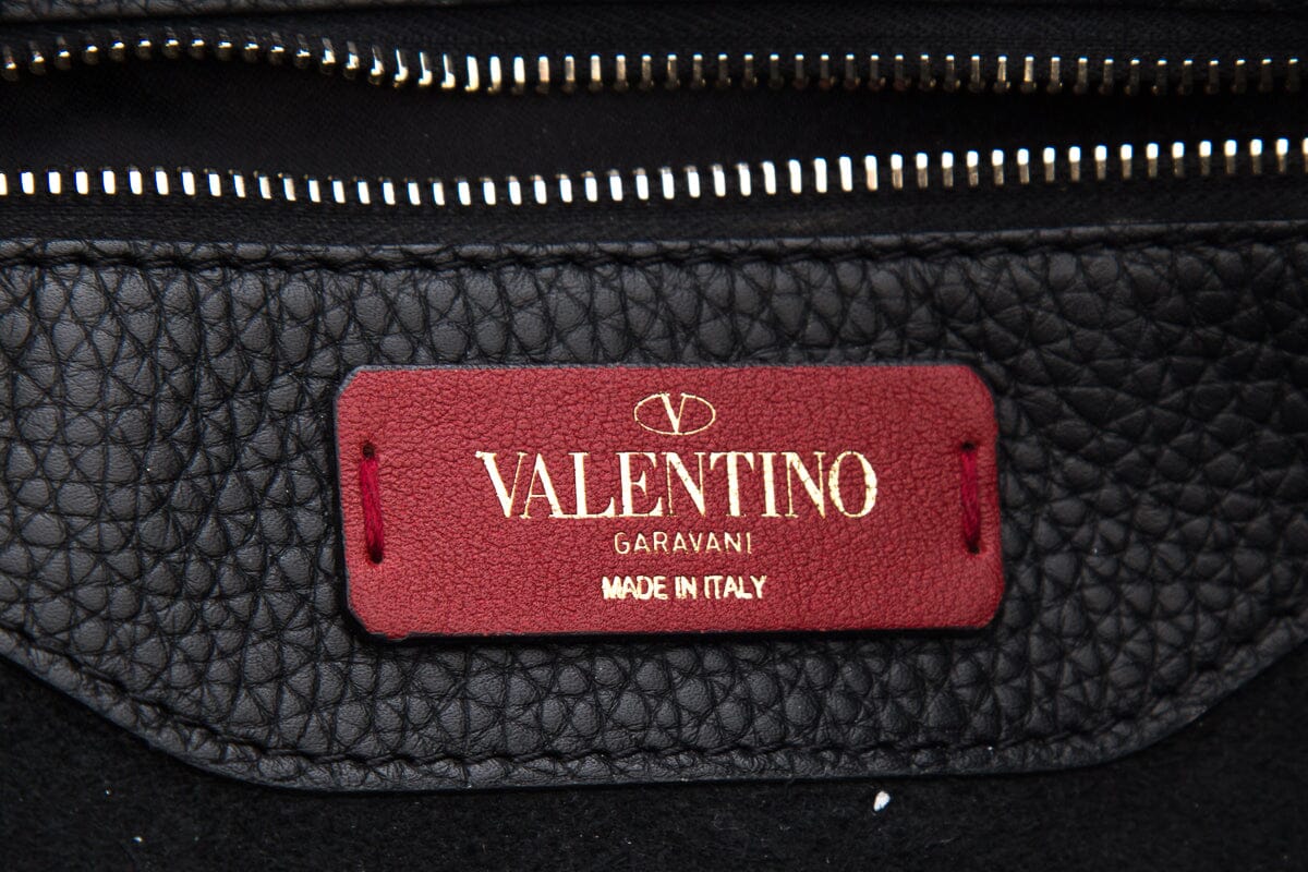 Valentino Black Small Leather Rockstud Tote