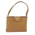 GUCCI Shoulder Bag Leather Beige Silver gold 89604