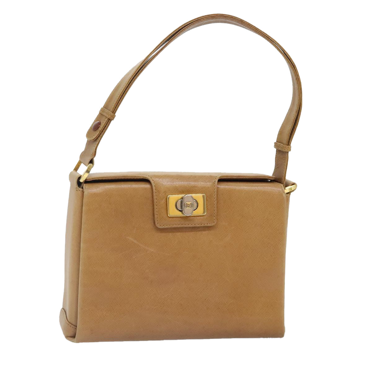 GUCCI Shoulder Bag Leather Beige Silver gold 89604