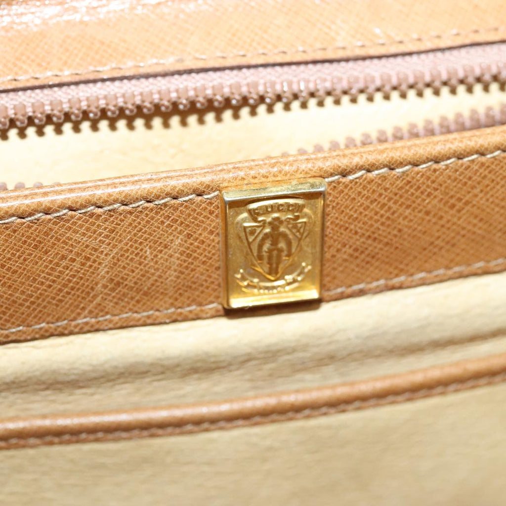 GUCCI Shoulder Bag Leather Beige Silver gold 89604