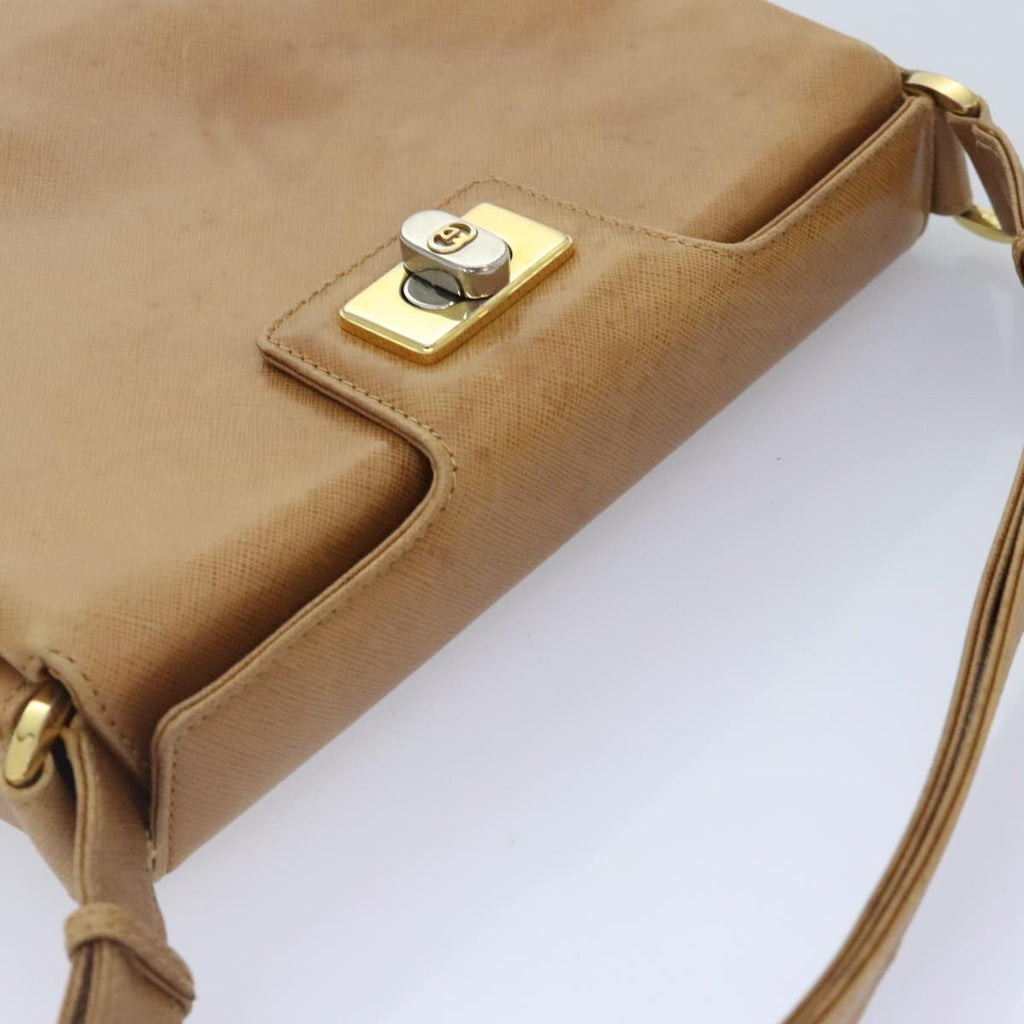 GUCCI Shoulder Bag Leather Beige Silver gold 89604